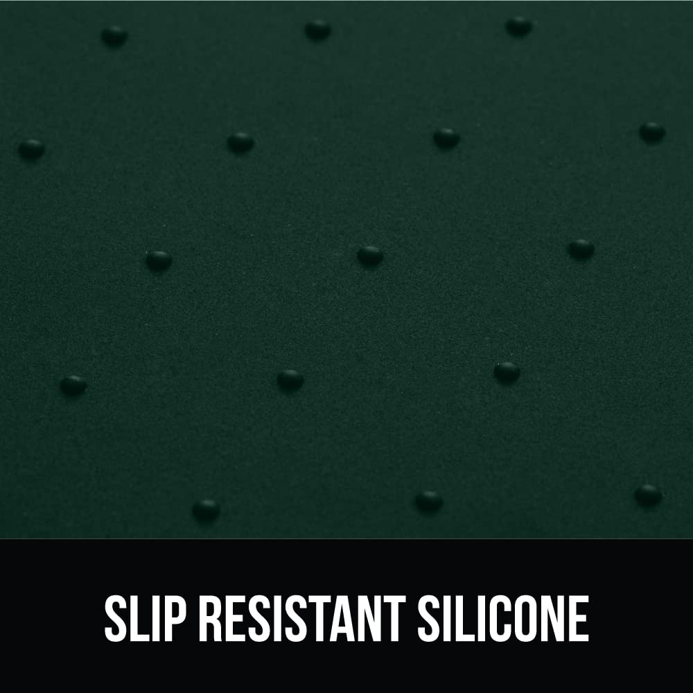 GORILLA GRIP 100% Waterproof Raised Edge BPA Free Silicone Pet Feeding Mat, Dog Cat Food Mats Contain Spills Protects Floors, Placemats for Cats and Dogs Water Bowl, Pets Accessories 28x18 Green