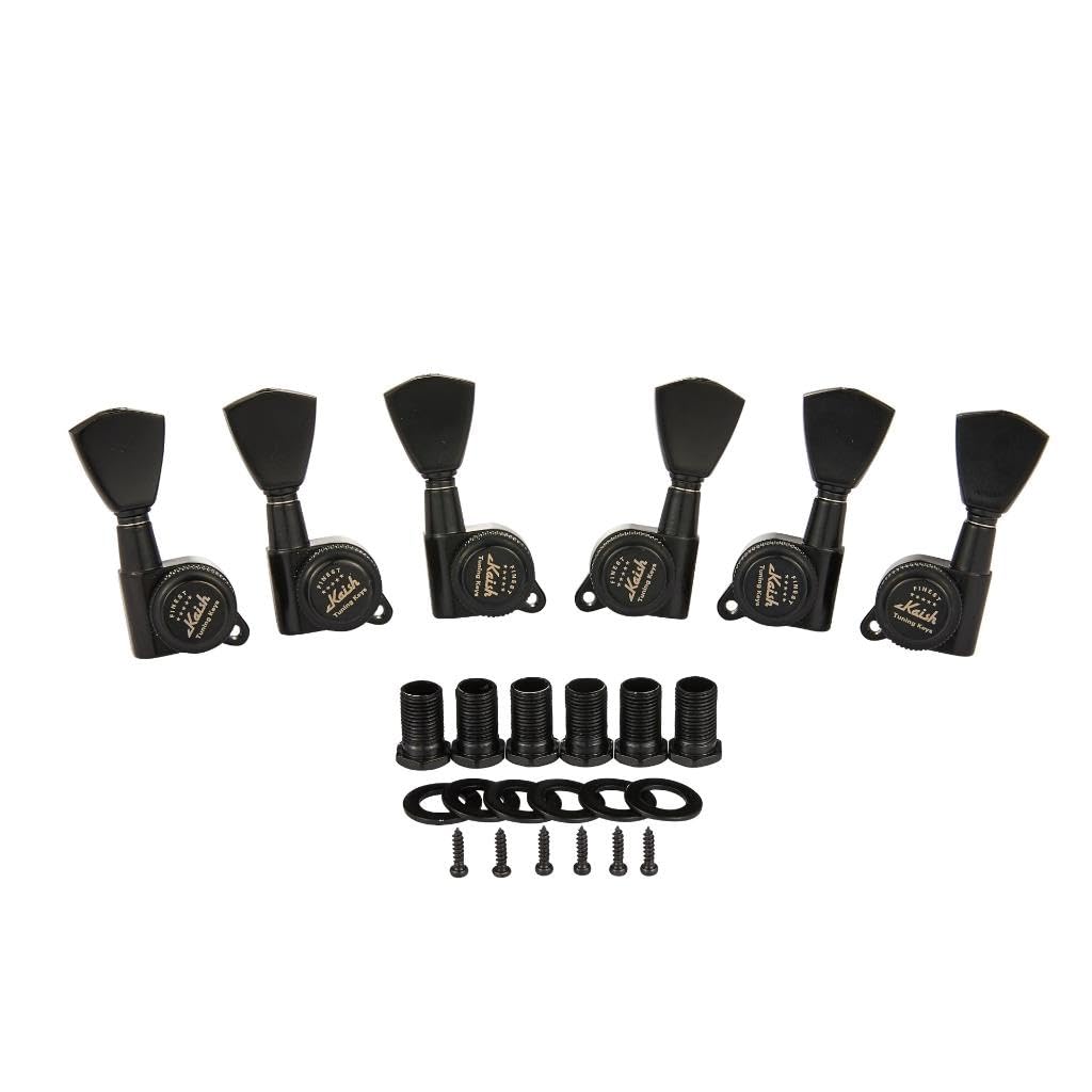 KAISH 3x3 Locking Tuners 18:1 Guitar Tuning Keys Locking Tuning Machines with Keystone Buttons for LP/Les Paul/SG/ES or Acoustic Guitars Black