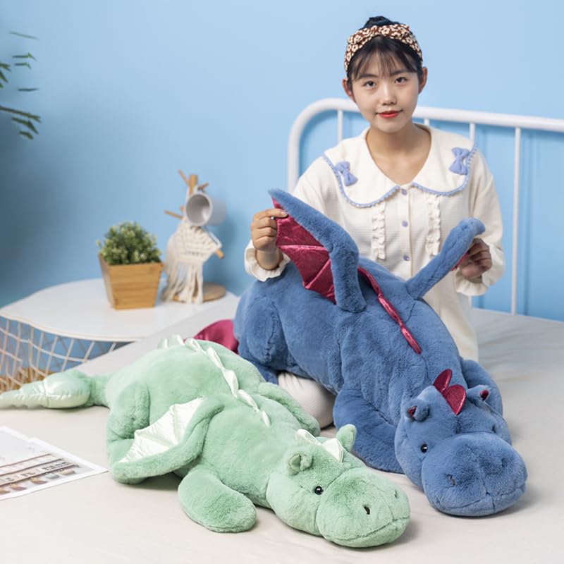 2.2Lbs Weighted Dragon Stuffed Animal, 27.6Inches Small Plush Dragon Toy for Kids, Pink White Green and Blue Available.Very Cute Plushie Dragon