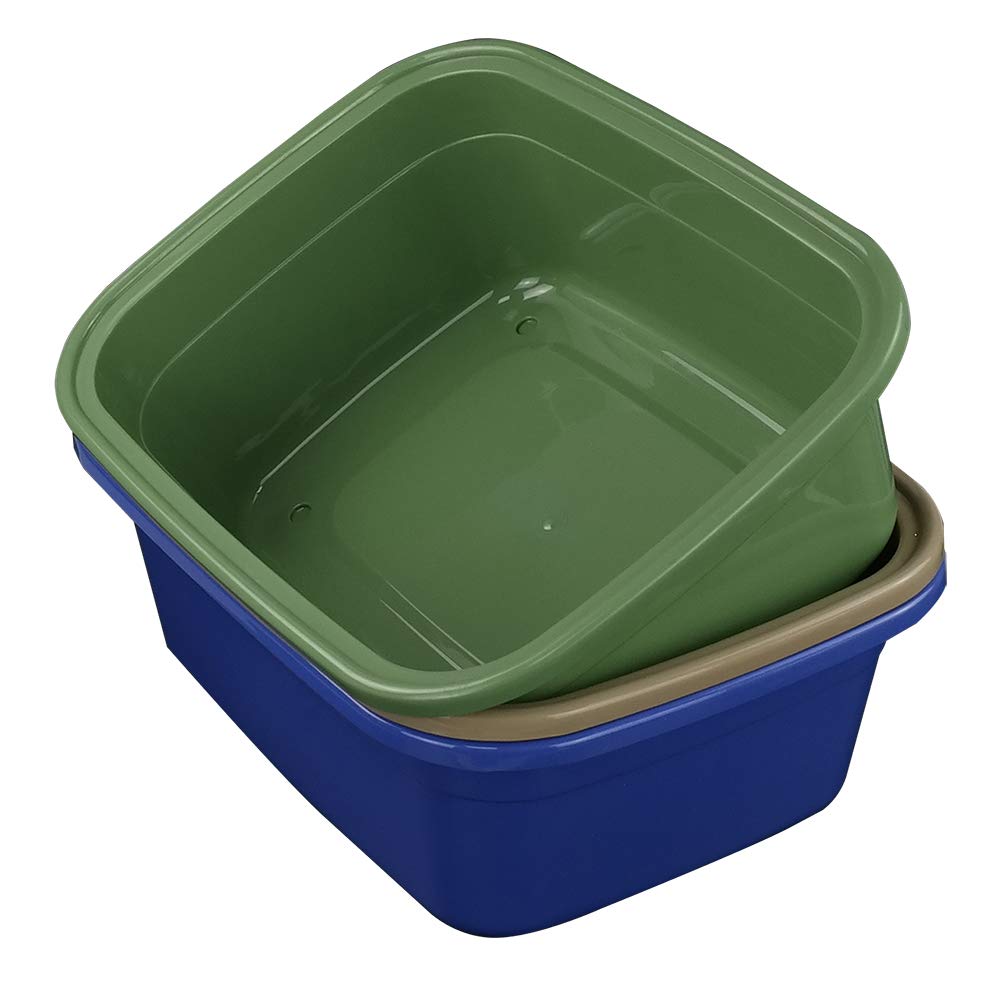 Gloreen 18 Quart Wash Basins, Large Plastic Rectangular Dish Pan Tub, 3 Packs