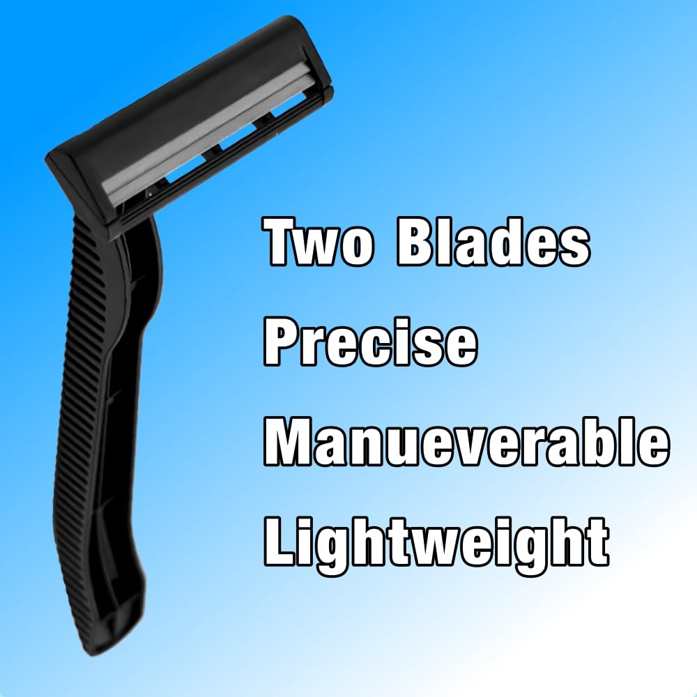 100 Twin Blade Black Disposable Razors in Bulk - Professional or Home Use