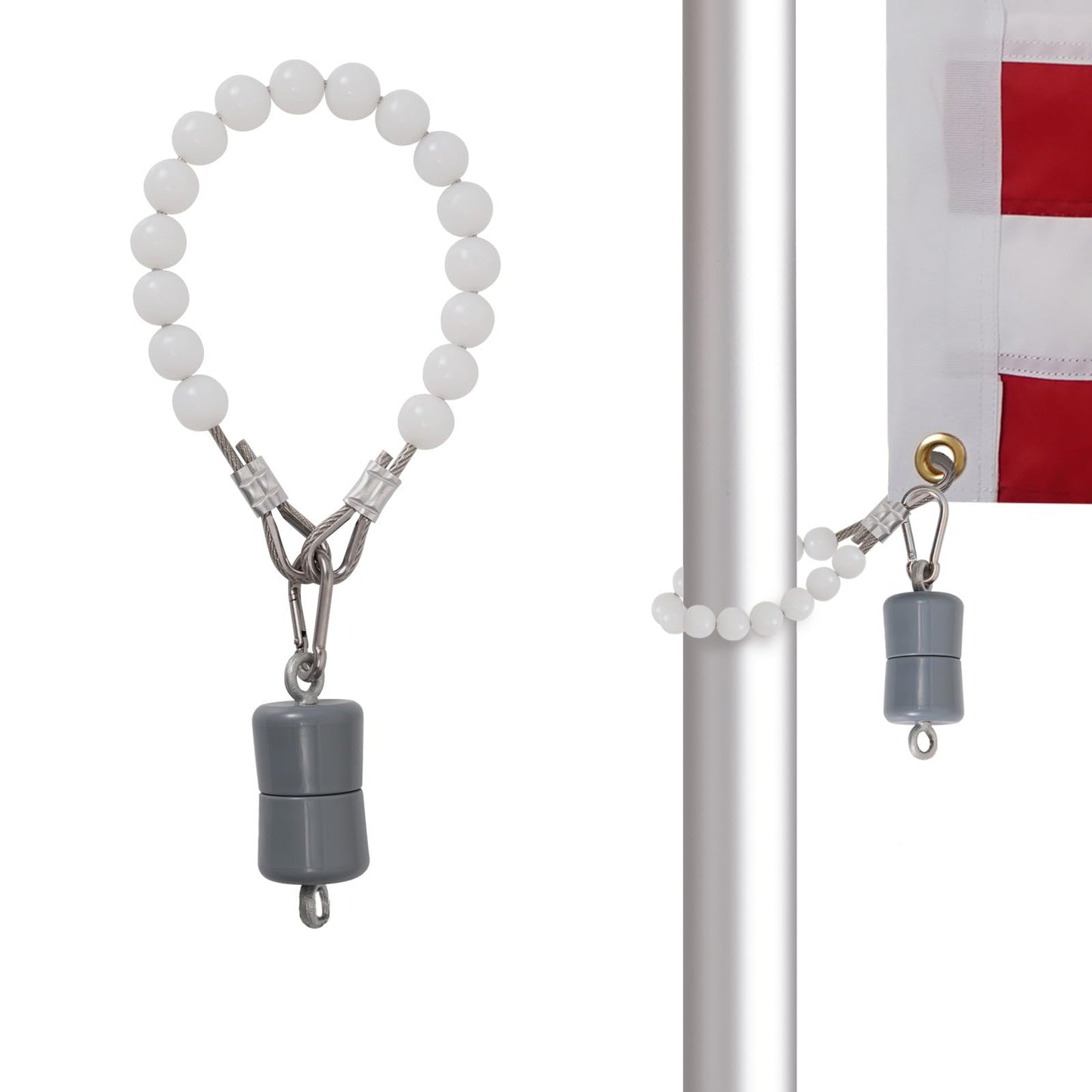 Frunke Flag Weights 1.5 LB and Flag Pole Beaded Retainer Ring, Flag Pole Counterweight for Bottom of Flag Keep Flag Straight Windy Days Internal Halyard Flagpole Accessories