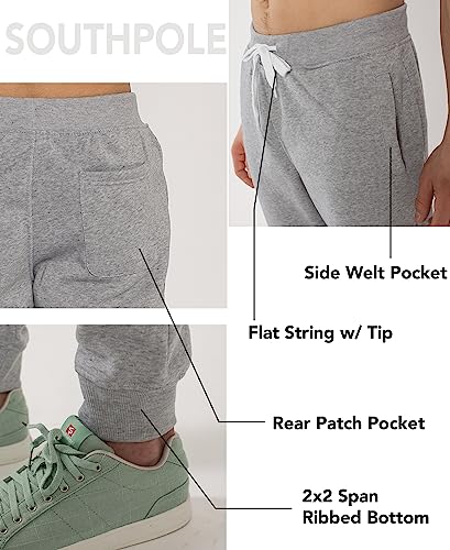 Southpole Men's Big-Tall Big and Tall Active Basic Jogger Fleece Pants, Heather Grey, 6X/B