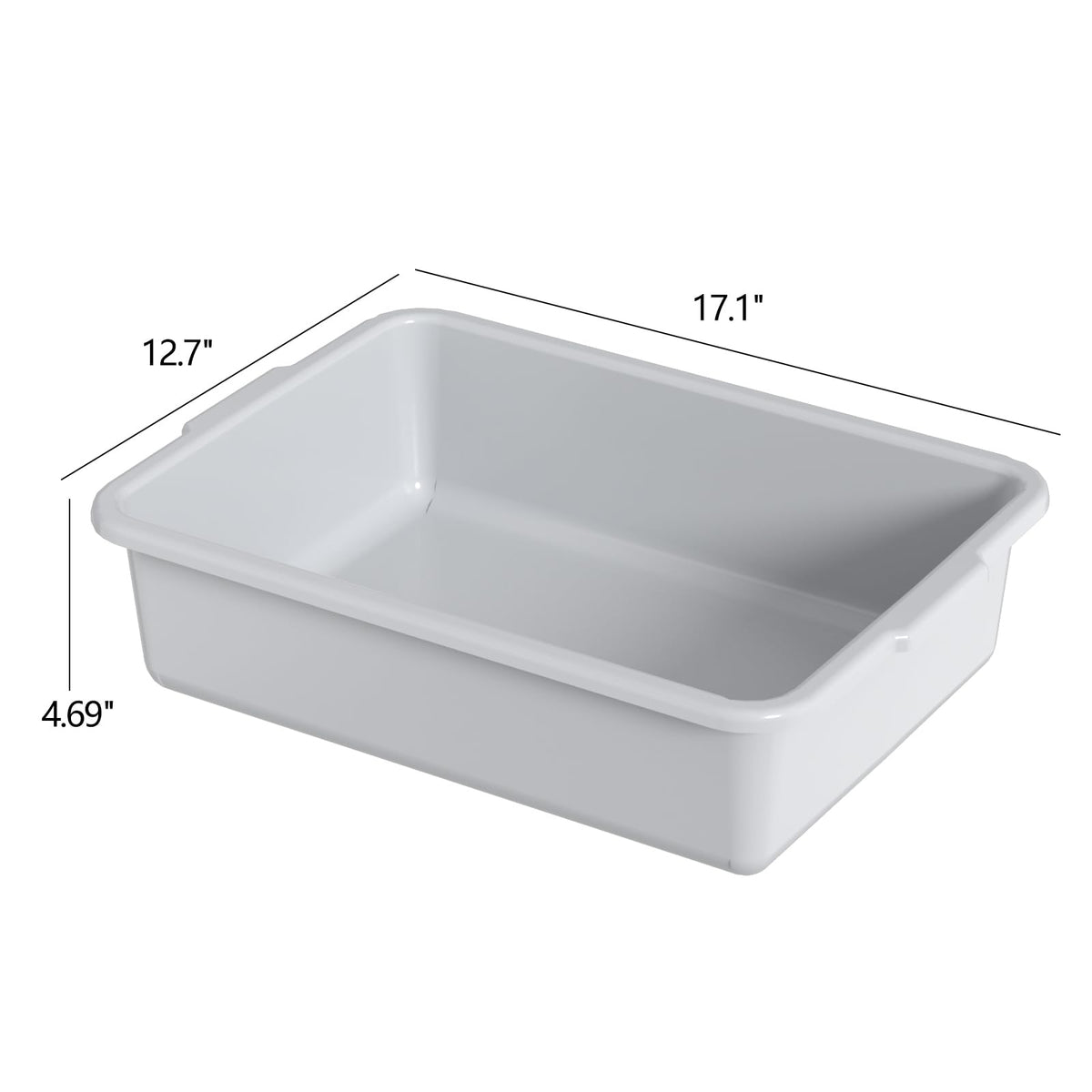 Nihenok 3 Packs Plastic Bus Bins, 13 L Commercial Bus Box Utility Tubs, Light Gray
