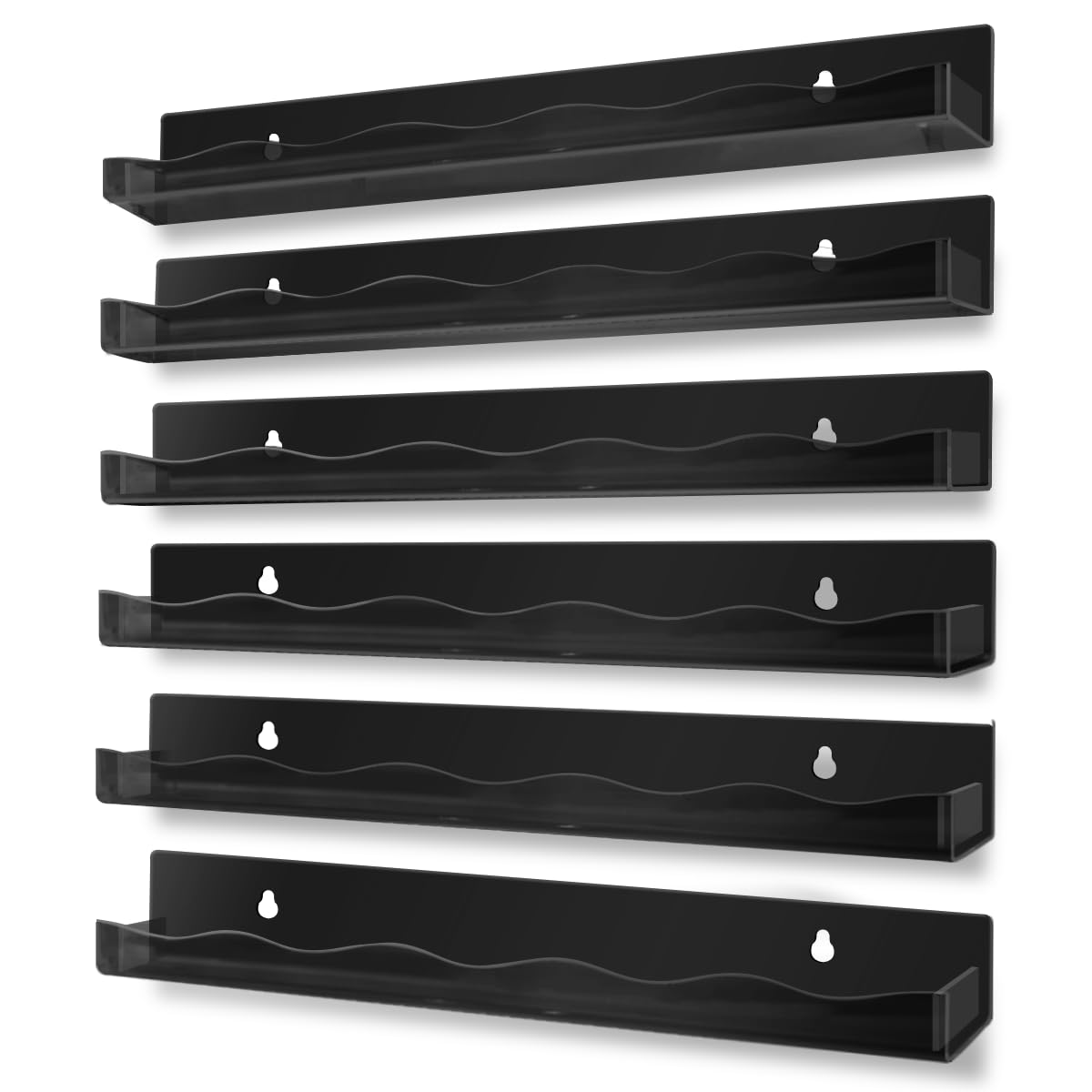 BTremary 15" Nail Polish Rack Wall Mounted Shelf Acrylic Paints Gel Polish Organizer and Storage with End Caps for Nail Techs, Art Lovers, Great Display Salons, Black