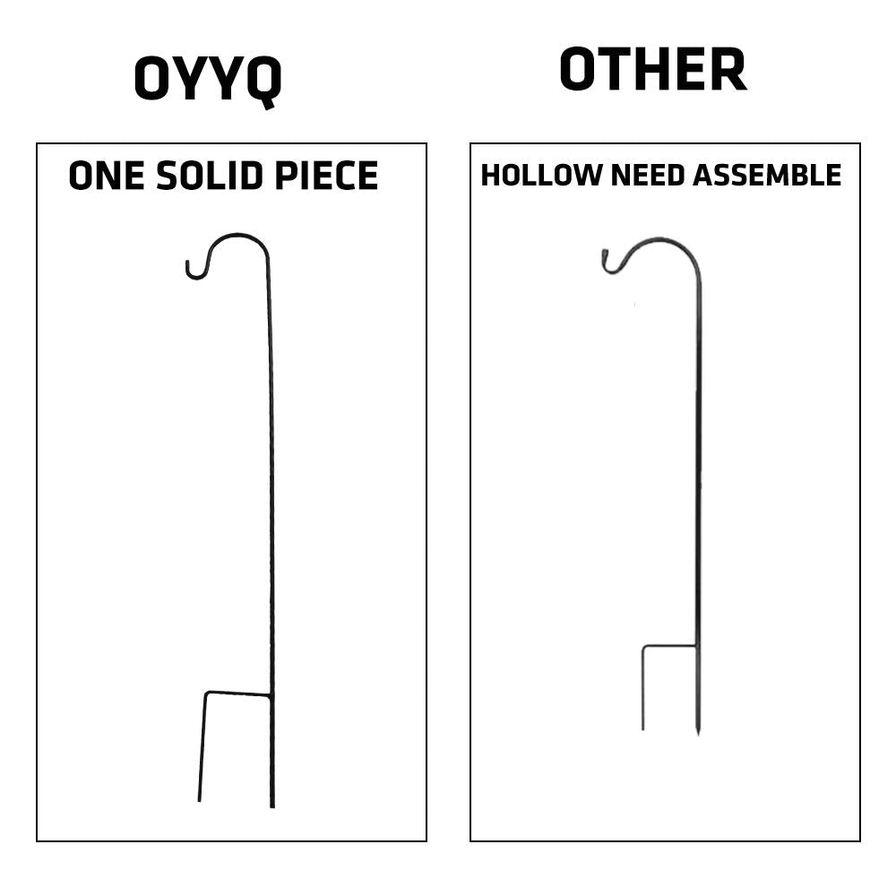 OYYQ 35 Inch Shepherd's Hooks, One Piece Solid Stainless Steel for Hanging Solar Lights, Bird Feeders, Mason Jars, Flower Basket, Christmas Lights, Lanterns and Wedding Decor(Pack of 10)