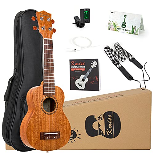 Ukulele,Kmise Soprano Ukelele Professional Ukalalee Mahogany Instrument 21 Inch Hawaiian Uke for Beginner With Starter Kit (Bag Tuner Strap Spare Strings Instruction and Free Online Lesson)