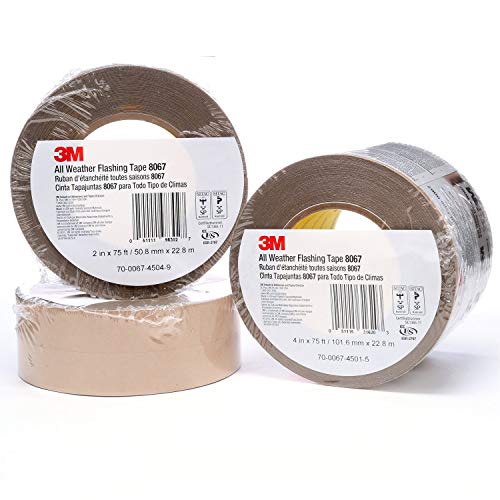 3M Flashing Tape 8067 – 6 in x 75 ft - Waterproof - Adhesive Backed - All Weather - Seal Doors, Windows, Openings in Wood Frame Construction