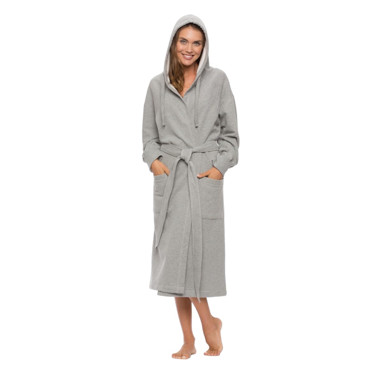BY LORA Hooded Sweatshirt Robe for Uninex Adult Men and Women, Gray, One Size