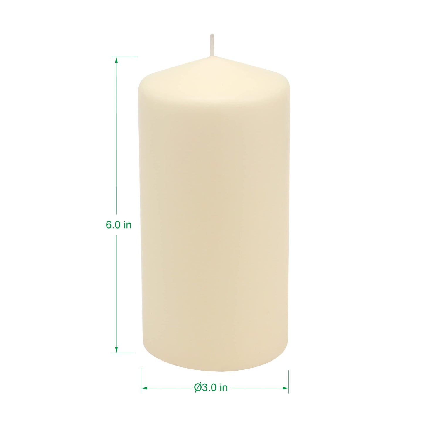 Stonebriar 6 Count Tall 3 x 6 Inch 65 Hour Long Burning Unscented Ivory Wax Pillar Candles, 65 Hour Burn Time