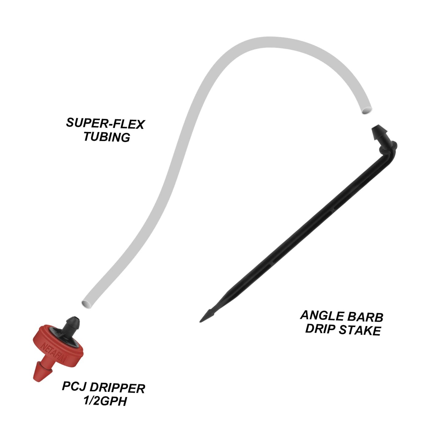Netafim Automatic Irrigation Dripper Stake Assembly, 0.5 GPH, Bundle of 25 (36 Inches)