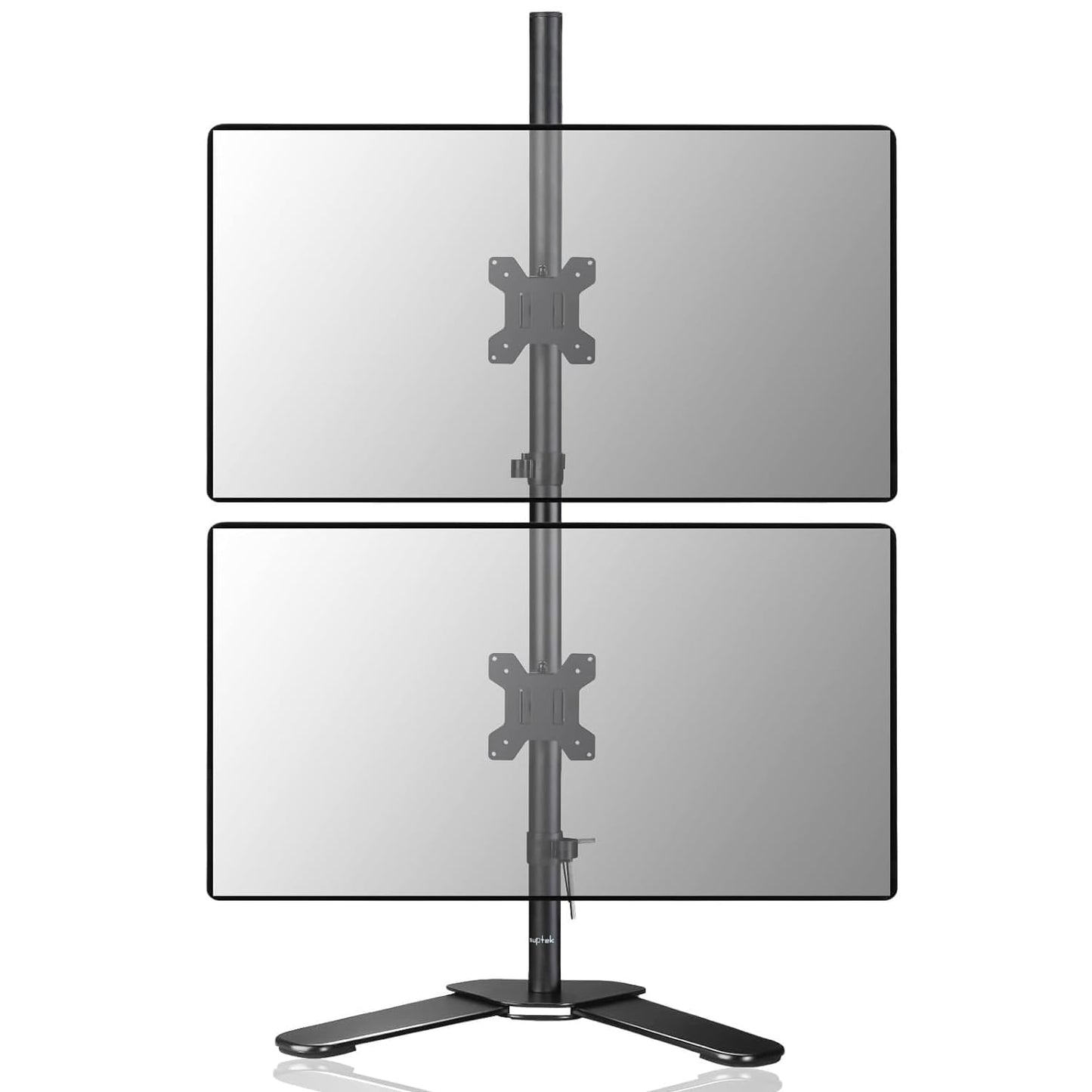 Suptek Dual LED LCD Monitor Stand up Free-Standing Desk Mount for 2 / Two Screens up to 27 inch Extra Tall 31.5 inch Pole Heavy Duty Fully Adjustable Stand Vertical Array (ML6802)