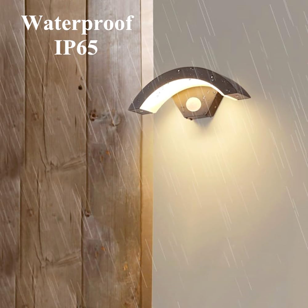 Ikenta Motion Sensor Outdoor Wall Lamp Lights LED, Porch Lights Outdoor Wall Lamps for Patio, Waterproof IP65 3000K 18W Aluminium