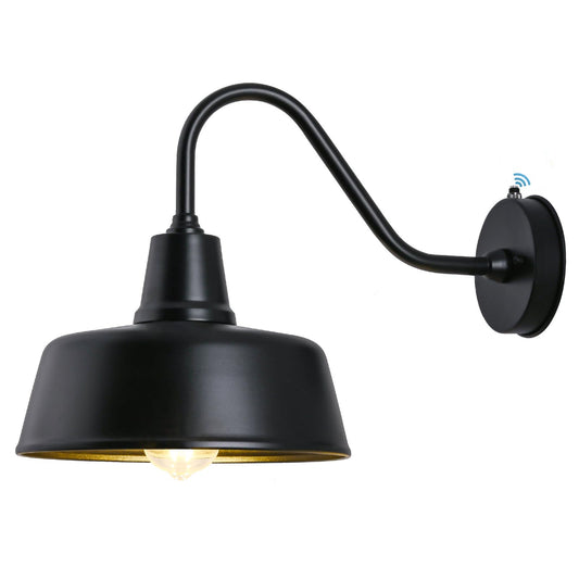 Naurham Barn Lights Outdoor Gooseneck Lighting, Dusk to Dawn Black Exterior Barn Lights for House, Farmhouse Wall Lighting Fixtures with Sensor for Porch Garage (1, 11" Diameter)