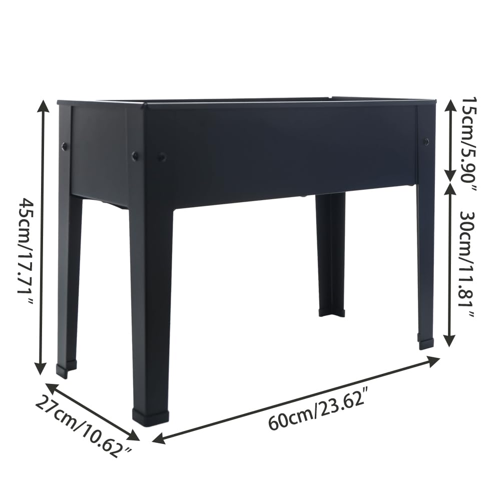 BAOYOUNI Planter Box Raised Garden Bed with Legs, Indoor Outdoor Elevated Rectangular Garden Beds Patio Backyard Stand 17.71''H for Vegetables Flowers Herbs (Black, Small)