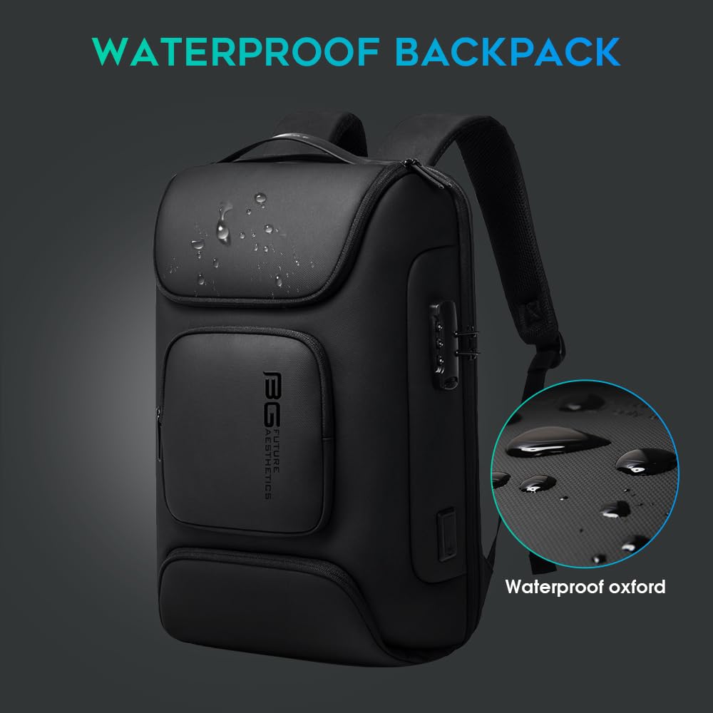 BANGE Anti Theft Backpack,Business Backpack with USB Charging Port, Slim Laptop Backpacks Fit for 15.6 INCH,Men Travel Backpack with Water Bottle Holder for Men and Women