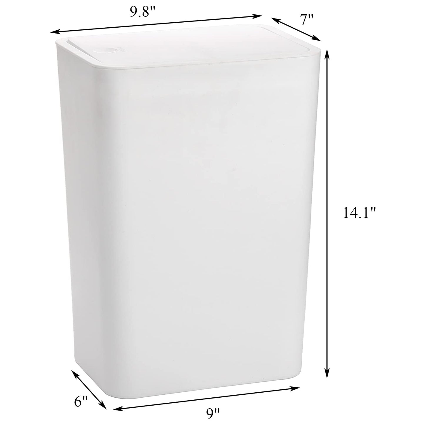Fasmov Trash Can, 2 Pack 15 Liter / 4 Gallon Plastic Garbage Container Bin with Press Top Lid, Waste Basket for Kitchen, Bathroom, Living Room, Office, Narrow Place (White + Blue)
