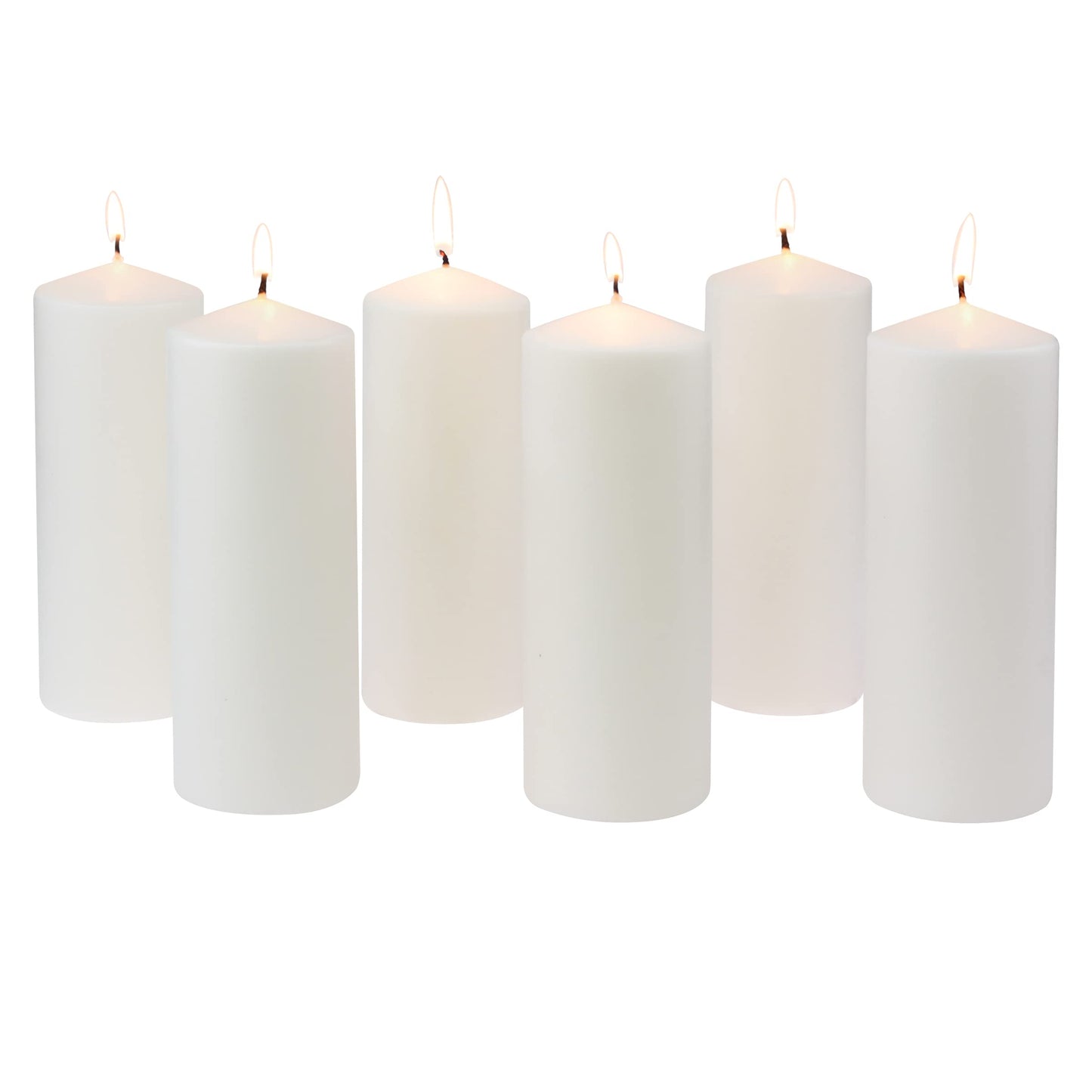 Stonebriar Unscented White Tall Pillar Candles, 80 Hour Burning Candle Pillars, Perfect for Decor, Weddings, Emergencies 3" X 8", 6 Count