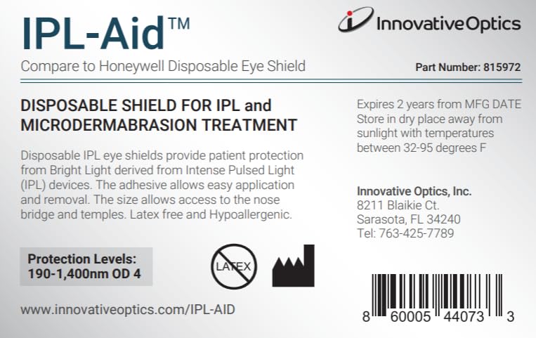 Innovative Optics IPL-AID: Disposable Eye Shield for Safe IPL Treatment. Protect Your Eyes with Precision and Comfort
