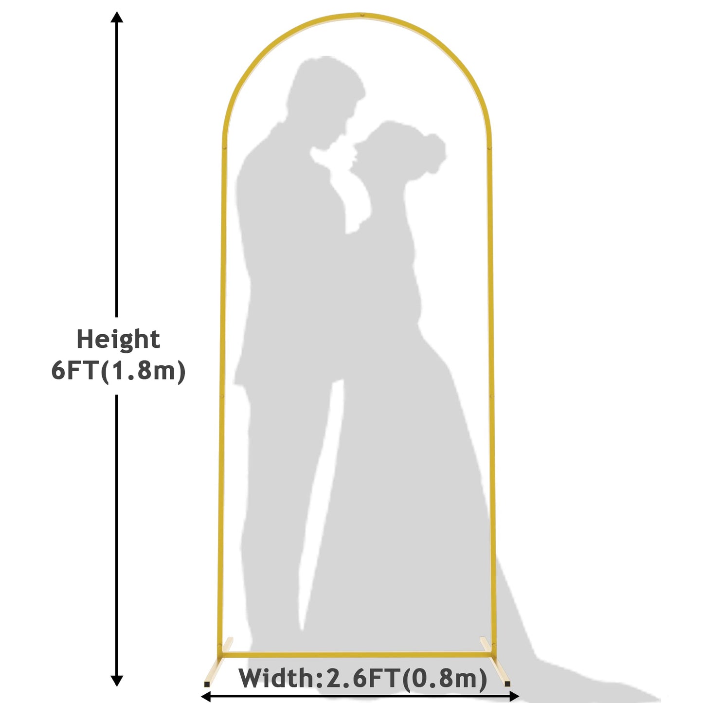 Wokceer 6 FT Wedding Arch Backdrop Stand, Square Gold Metal Arch for Ceremony, Birthday Party, Bridal Baby Shower, Photo Booth, Garden Floral Balloon Decoration