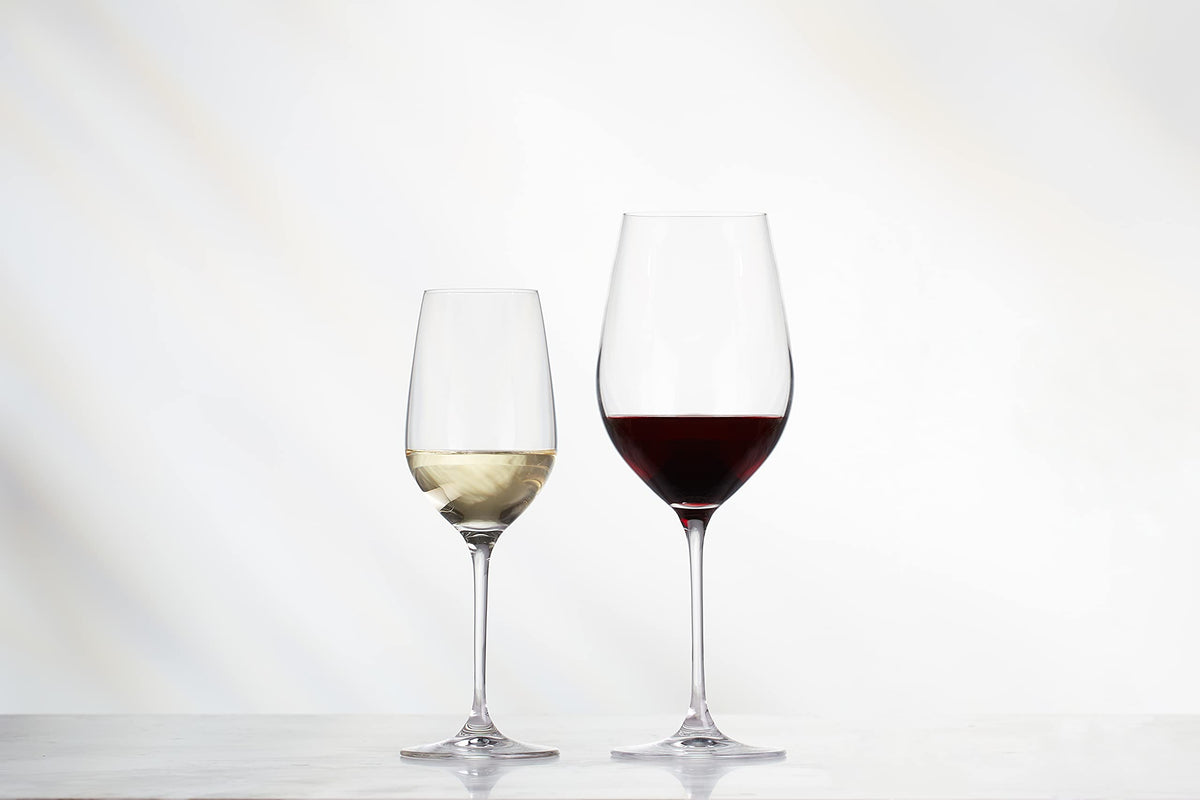 Galateo Vulcano Collection Crystal Rosso Red Wine Glasses - Large 26 oz / 770 ml - Made in Europe - Lead-Free Crystal - One-Piece Pulled Stem Design - Set of 4