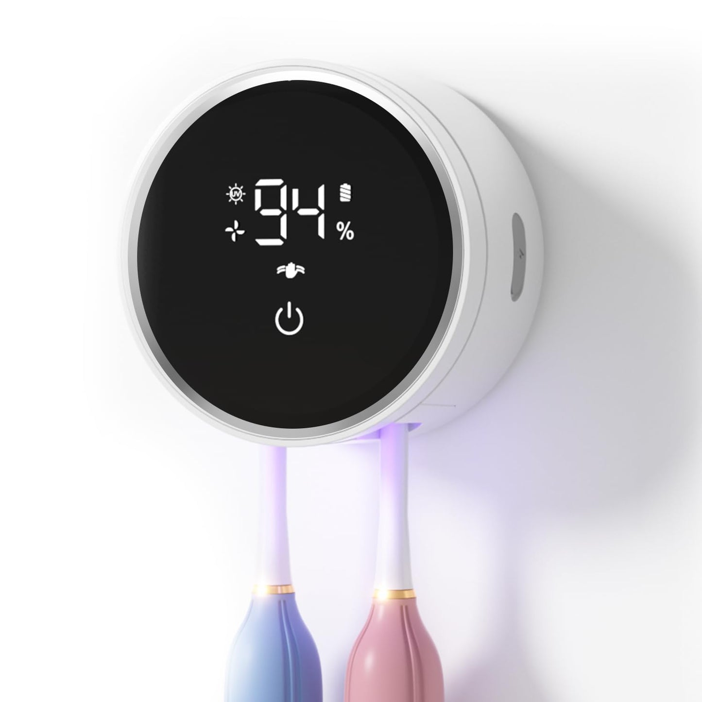 GEVOODIX Wall-Mounted Toothbrush Sanitizer and Holder with Auto-Inductive Cover, Bathroom Organizer and Cleaner, Air Drying Storage for Electric, Manual and Kids' Toothbrushes