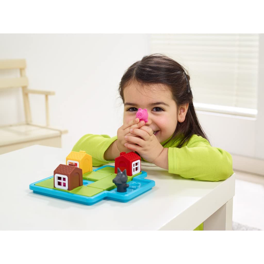 SmartGames - Les Trois Petits Cochons Deluxe - Remue-Méninges Éducatif - Jeu de logique et de Réflexion à Plusieurs Niveaux - 3 ans + - 1 joueur - 518853.