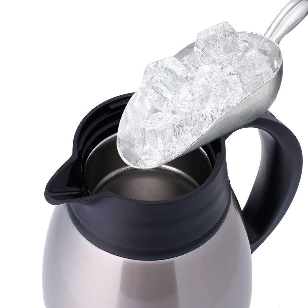 GiNT 1.9 L / 65 Oz Thermal Coffee Carafe, Insulated Stainless Steel Double Walled Vacuum Water and Beverage Dispenser, 12 Hour Heat Retention, Silver