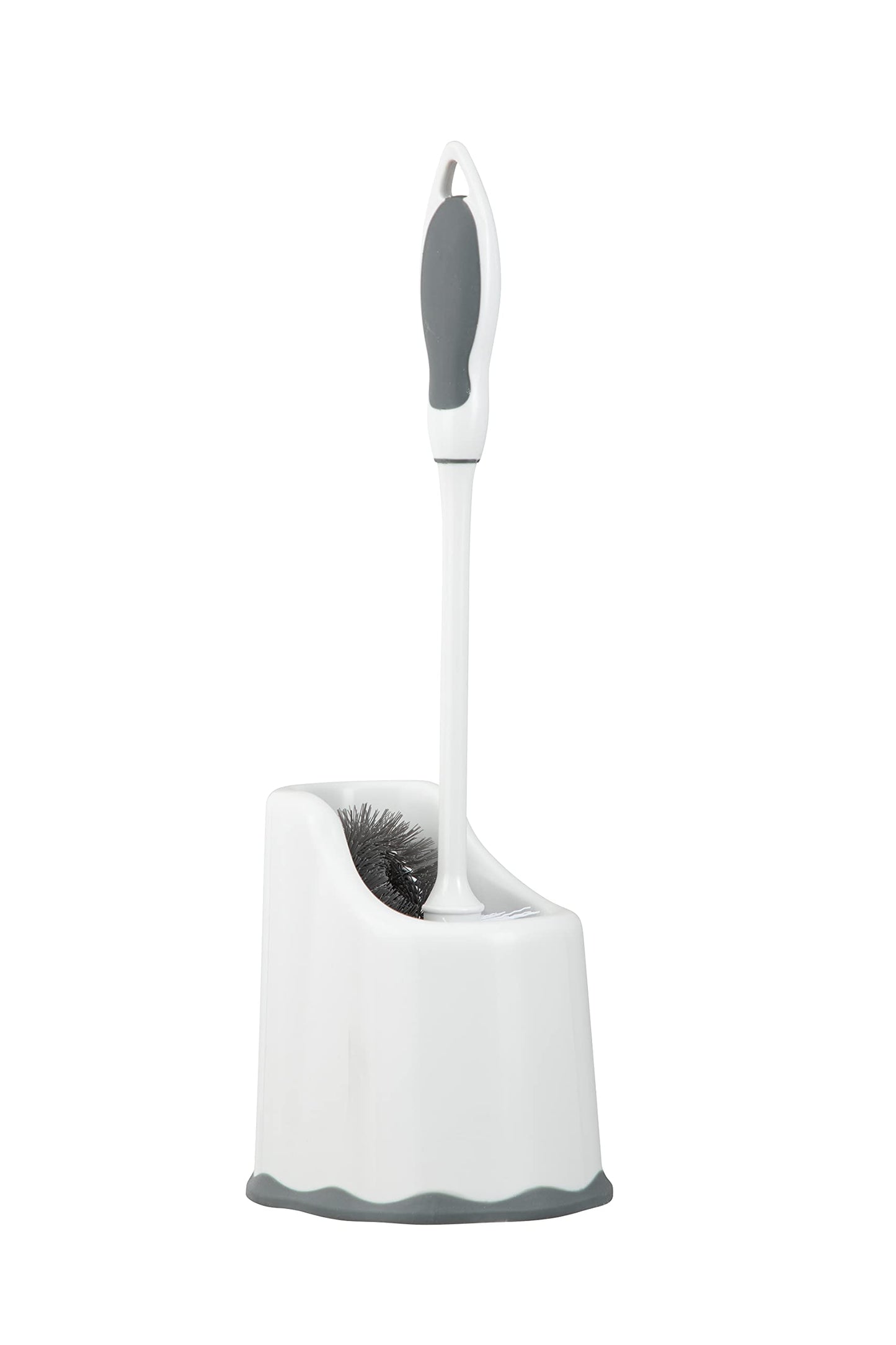 Superio Toilet Bowl Brush and Holder with Under Rim Cleaner for Bathroom, Toilet Brush and Caddy with Non Scratch Bristles and Under Rim Lip Brush