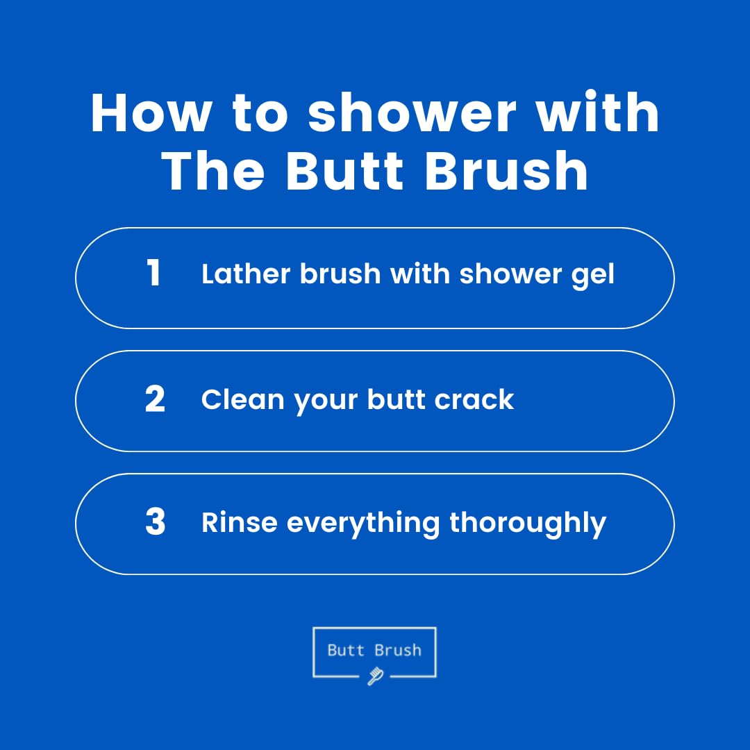 The Butt Brush - Dedicated Shower Brush - Best Bidet Alternative - Long Ergonomic Handle - August 2025 Edition - Prevents Germ Spread - Gift Box Included