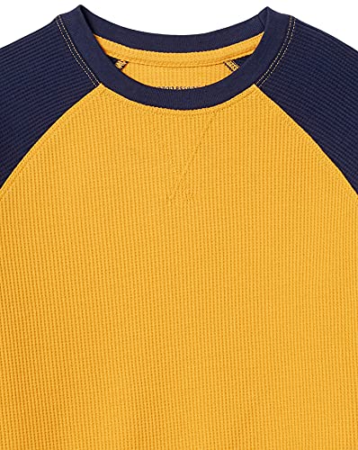 Amazon Essentials Boys' Long-Sleeve Knit Thermal T-Shirt, Pack of 3, Grey Rugby Stripe/Mustard Yellow/Rust, XX-Large