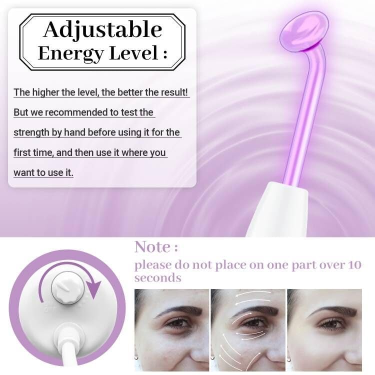 Facial Massager High Frequency Facial Device Wand - TUMAKOU Violet High Frequency Skin Face Machine with 4 Purple Tubes
