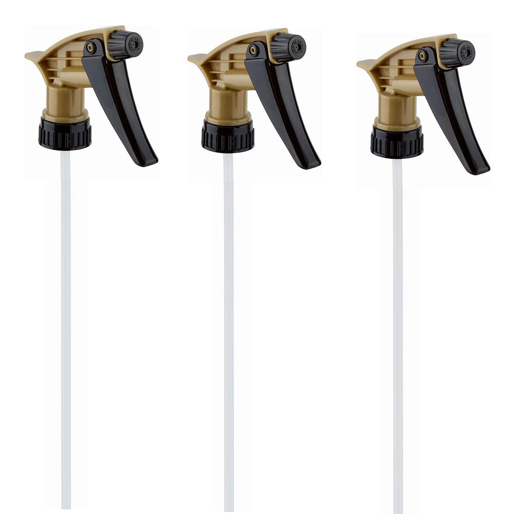 Comfort Axis Heavy Duty Acid Resistant Trigger Sprayer, Black/Gold, 9-1/4" Dip Tube, 28mm Neck Finish - 6 Pack