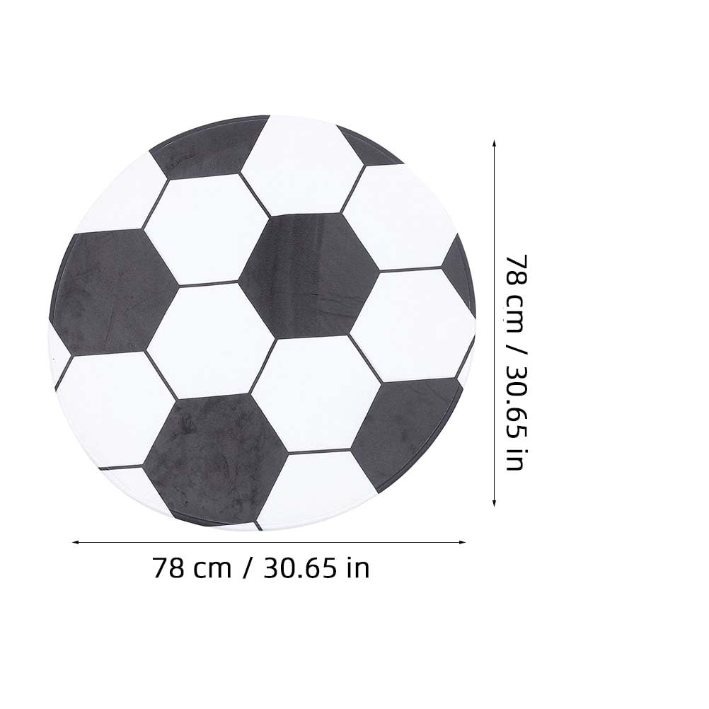 Round Soccer Rug, 80cm Black White Football Pattern, Soccer Rug for Office Chair Mat or Desk Floor Protector, Perfect for Home Office, Gaming, or Entryway