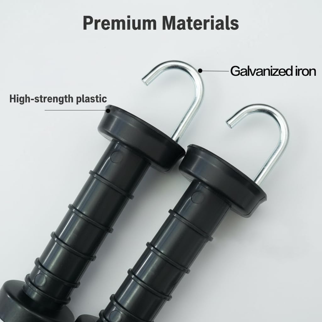Electric Fence Gate Handle with Spring - 10 Pack Extra Large Plastic Handle & Iron Metal Spring Latches for Outdoor Wooden Fence, Garden Yard Gate Repair DIY Hardware