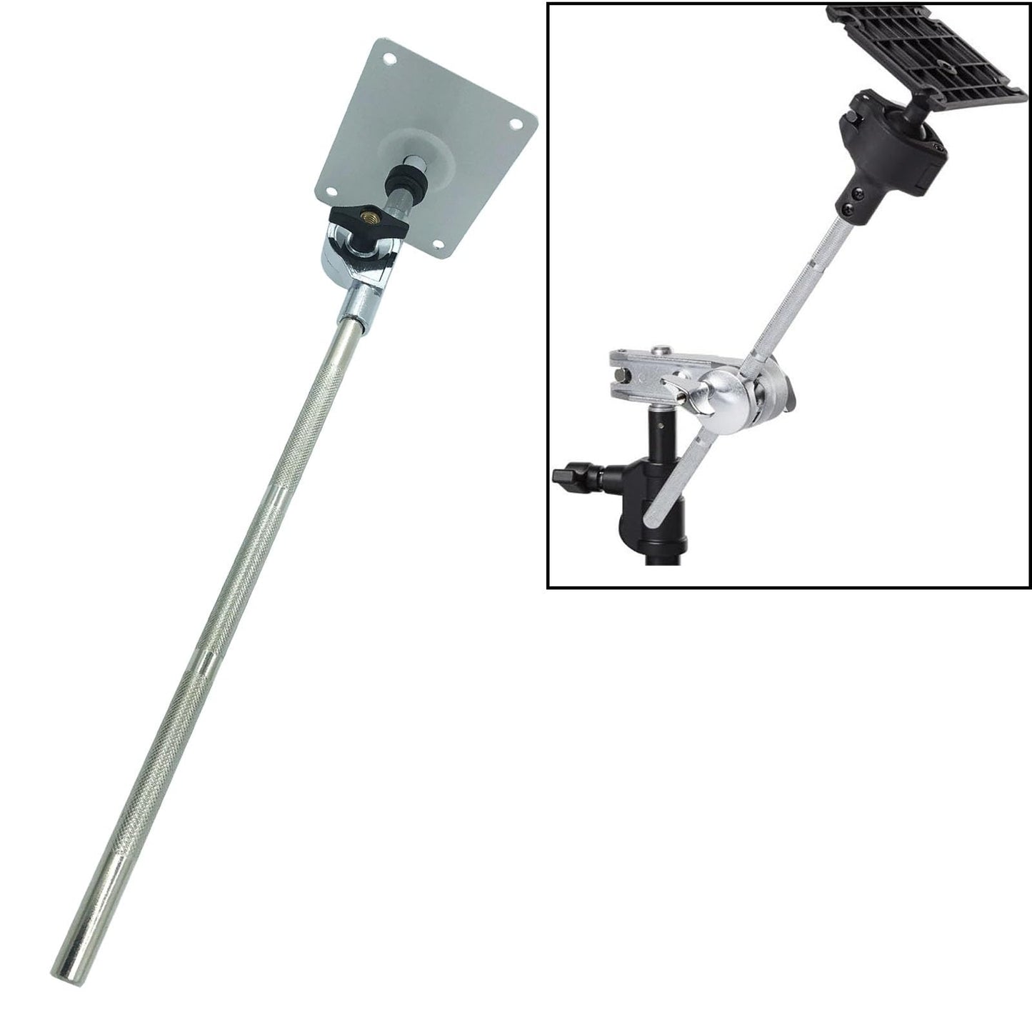 TUOREN Electronic Drum Module Mount Holder Metal Electronic Module Mounting Plate with Adjustable Mounting Rod for Drum Set Cymbal Stand Electronic Controller Multi-Pad Drum Pads Mount