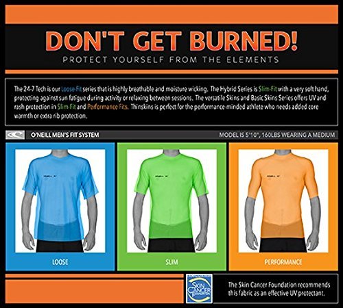 O'NEILL Wetsuits Men's Basic Skins UPF 50+ Short Sleeve Rash Guard, Smoke, Large