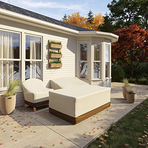 Amazon Basics Outdoor Patio Dining Table Cover, Beige/Tan, 190.5 x 114.3 cm