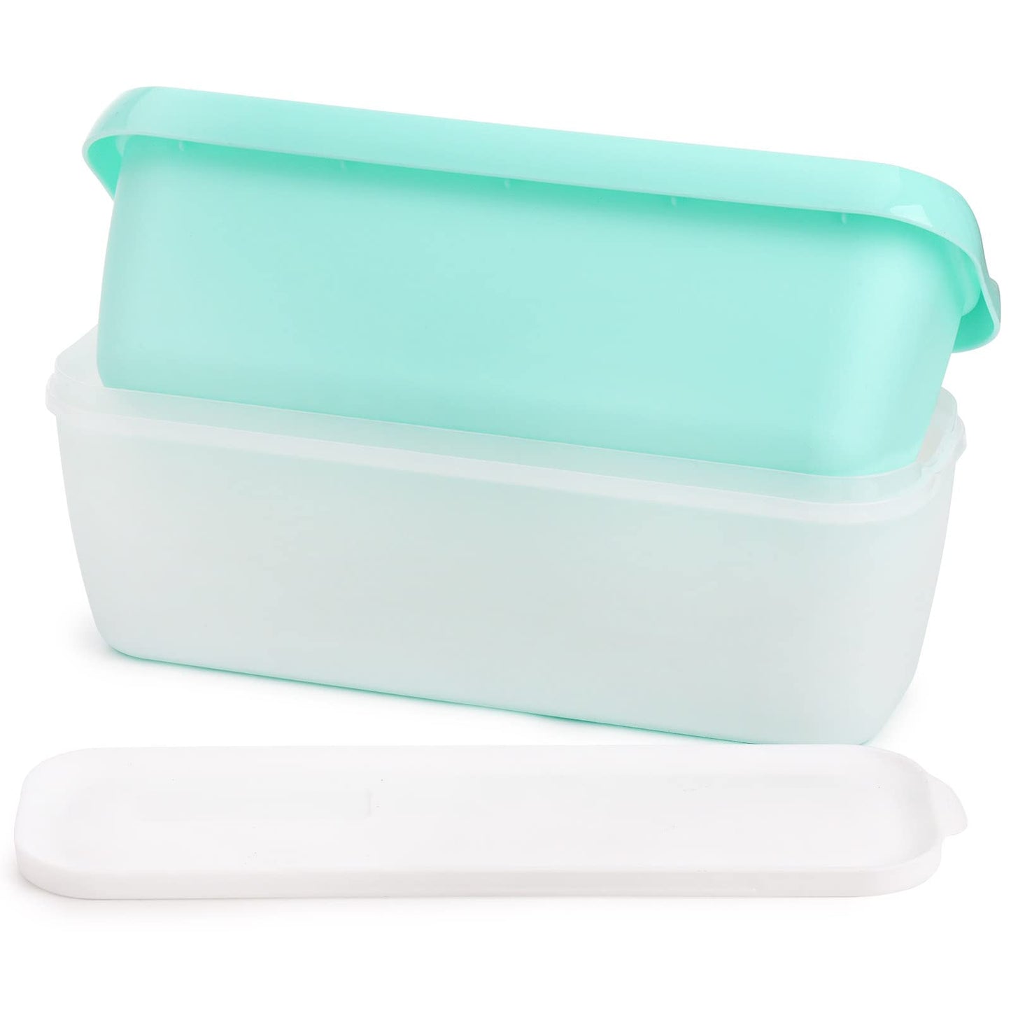 Peohud 3 Pack Ice Cream Containers, 1.5 Quarts Ice Cream Tubs with Lids, Freezer Storage Container for Sorbet, Frozen Yogurt and Gelato, Non-Slip Base, Dishwasher Safe