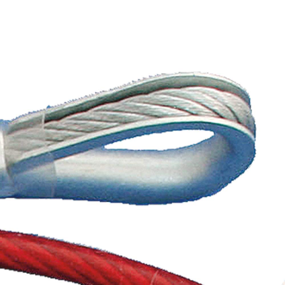 Peakworks OSHA Compliant, Fall Protection 6 ft. Cable Anchor Sling with 2 Eye Rings, PVC Coated Galvanized Cable, 1/4" Thick, Red, V8208006