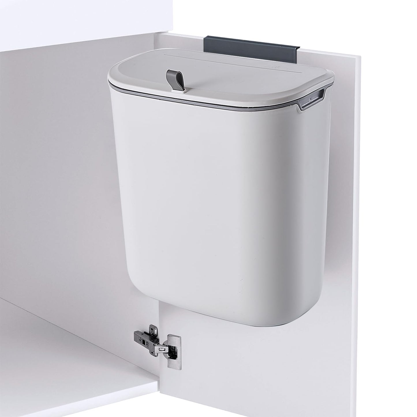 ELPHECO Compost Bin, 2.5 Gallon Hanging Trash Can with Lid, Kitchen Cabinet Door Under Sink Plastic Garbage Can Wall Mounted Slide Open, White