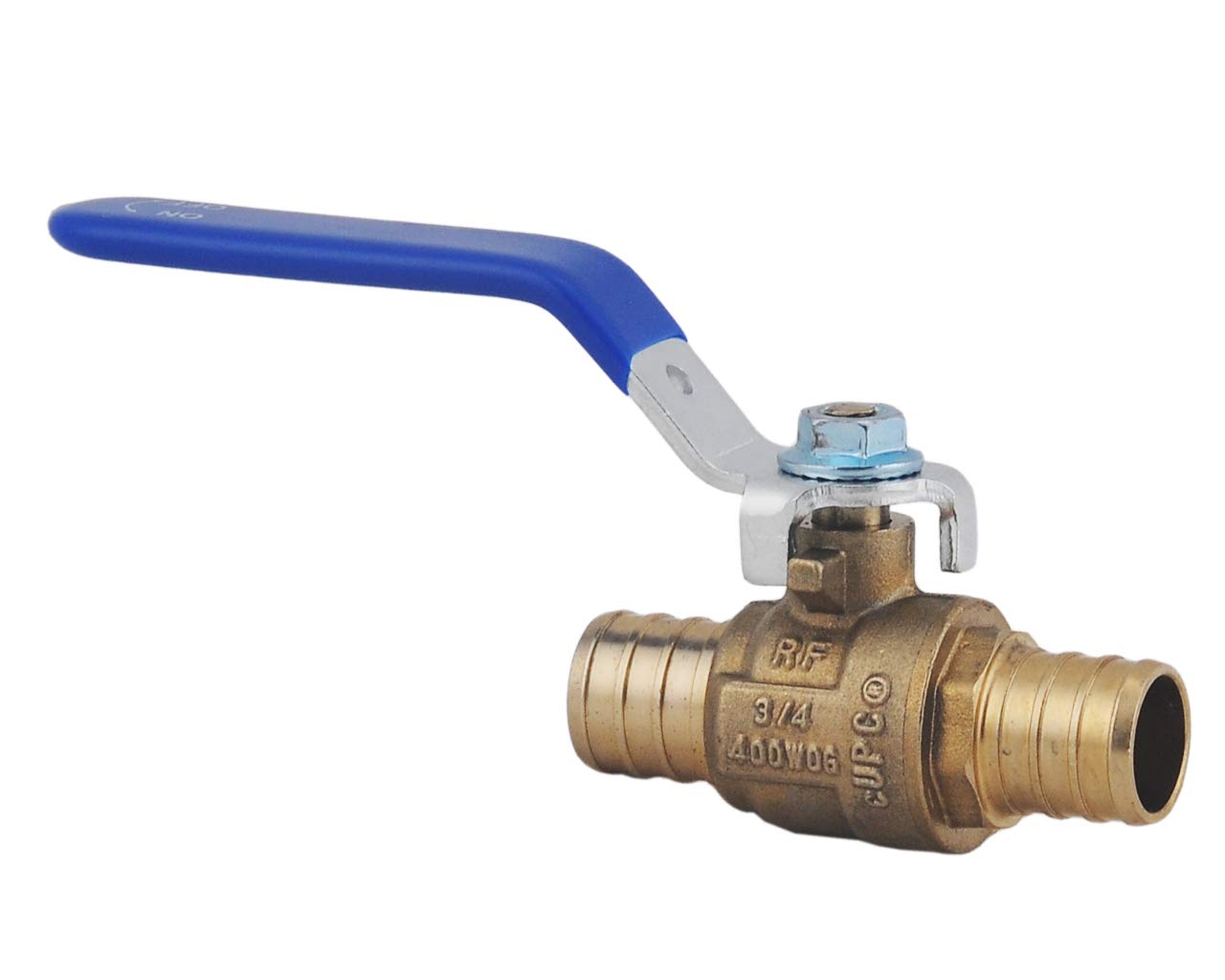 PEX Brass Ball Valve, 3/4-in PEX Lead Free Brass Shut Off Ball Valve with Red & Blue Long Lever Or T Handle,Pex Barb Water Valve with cUPC Certified for Cold and Hot Water (4-Pack)
