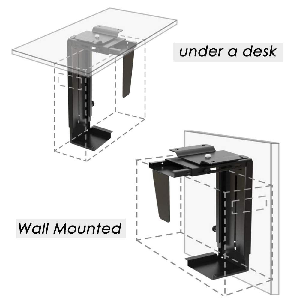 PrimeCables Under Desk Computer Mount, Most CPU Wall/Under Desk PC Tower Mount Heavy Duty Steel Computer Tower Stand, Secure Fit, 360° Swivel (Adjustable for 3.46-7.99" Width, 1.81-20.94" Height)