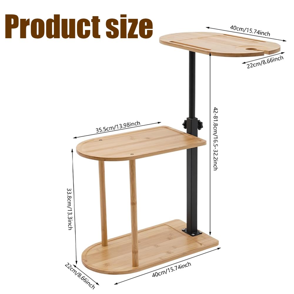 3 Layer Bath Tub Tray Table, Liftable Freestanding Bamboo Bath Tray Caddy for Tub Against Wall, Bathroom Organizer Shelf, Bath Home Spa Bathtub Accessories