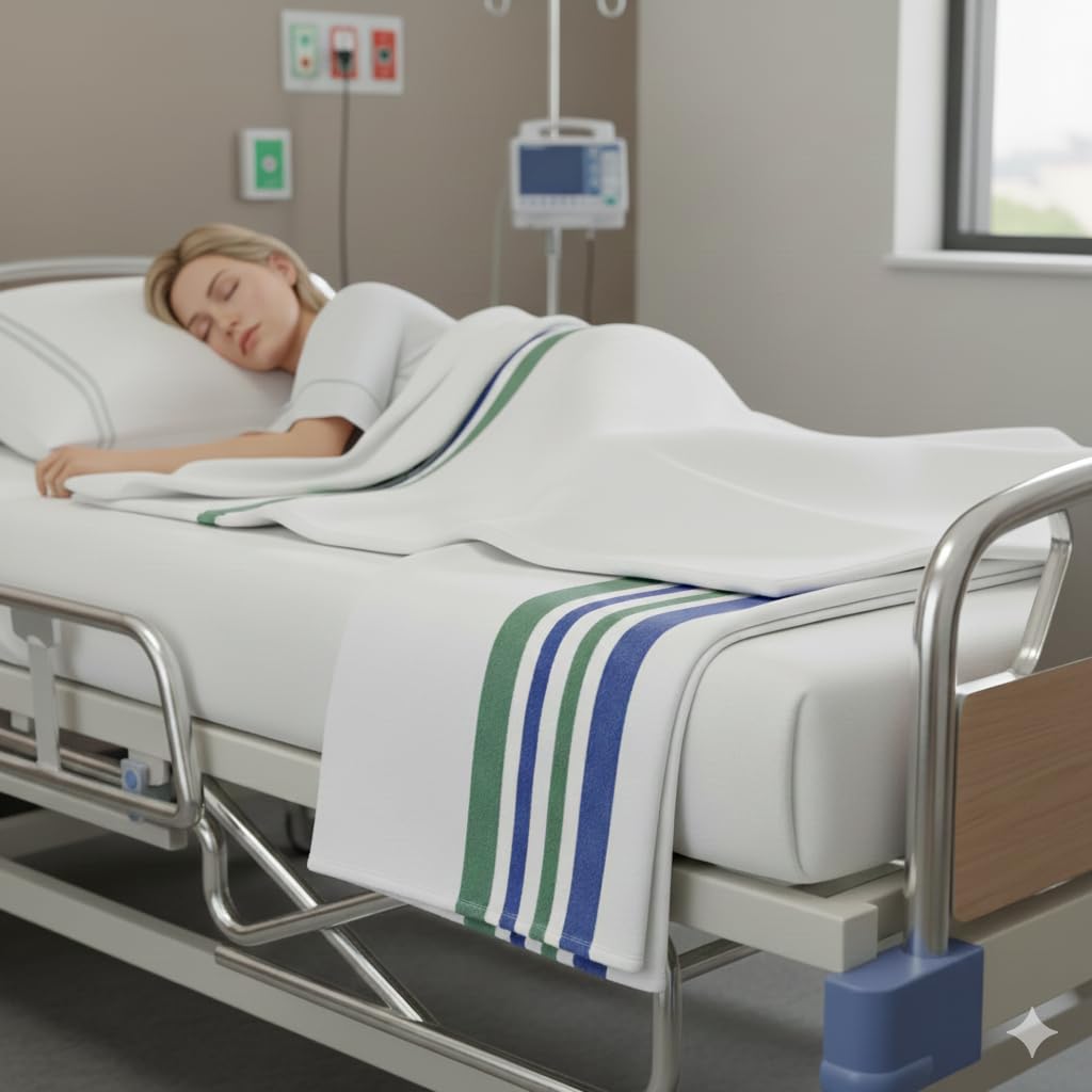 Premium Cotton Flannel Blanket Twin Size, Soft, Warm, Comfortable Flannel Throw, Home and Hospital Flannel Blanket (1, Blue/Green)