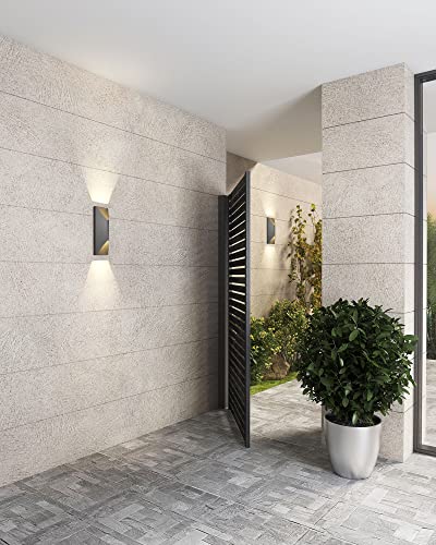 BAZZ LUVIA 24W Integrated LED Outdoor Wall Light, 1600lm, 3000K Warm White, Dimmable, Matte Black Finish, ETL & FCC Certified, Wet Location Rated