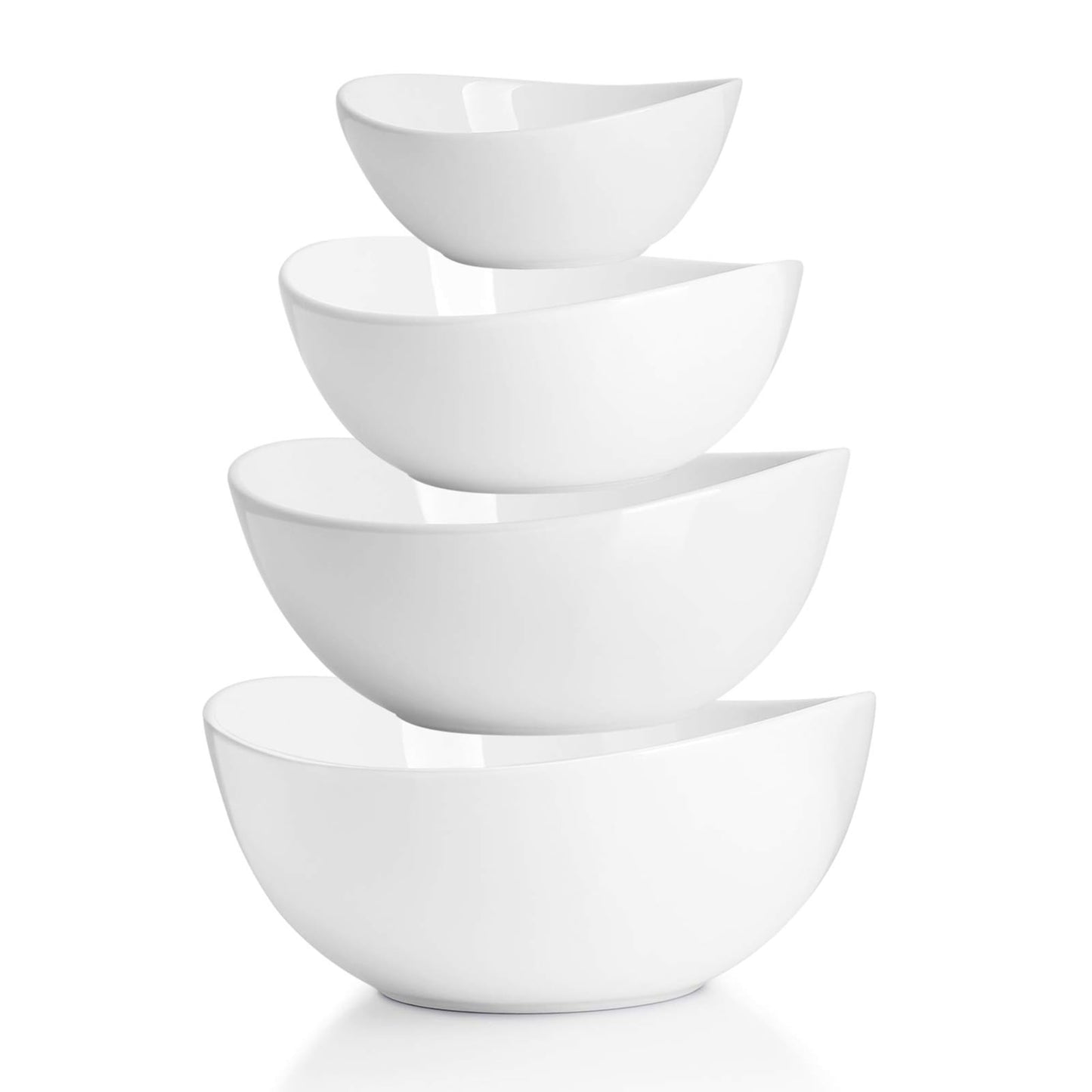 Sweese 105.101 Porcelain Bowls 10-18-28-42 Ounce Various Size Bowl Set - Set of 4, White