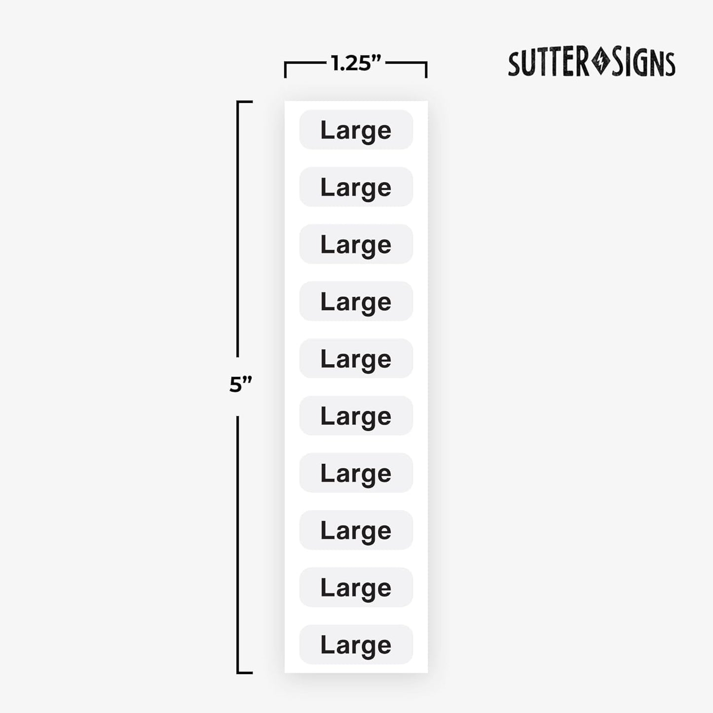 1500pcs Clothing Size Strip Labels Box Set, 1.25" x 5", 6 Rolls (XS, S, M, L, XL, XXL), 250/Roll, Clear Size Sticker Labels for Shirts, Pants, Accessories, Retail Clothing