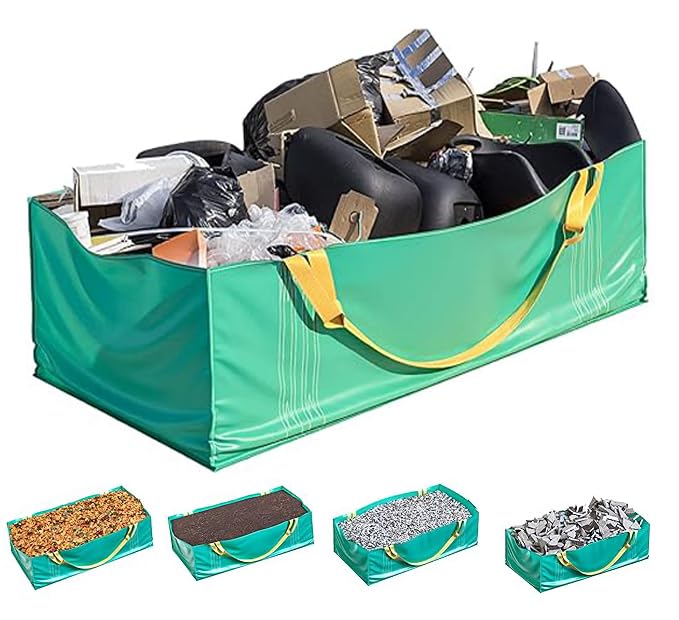 TidyFriend 2 Pack Dumpster Bag for Waste Management Hold up to 3,500 lbs, Heavy Duty & Reusable Yard Waste Container for Home Renovation & Yard Cleanup, Debris, Landscaping, Roofing Shingles