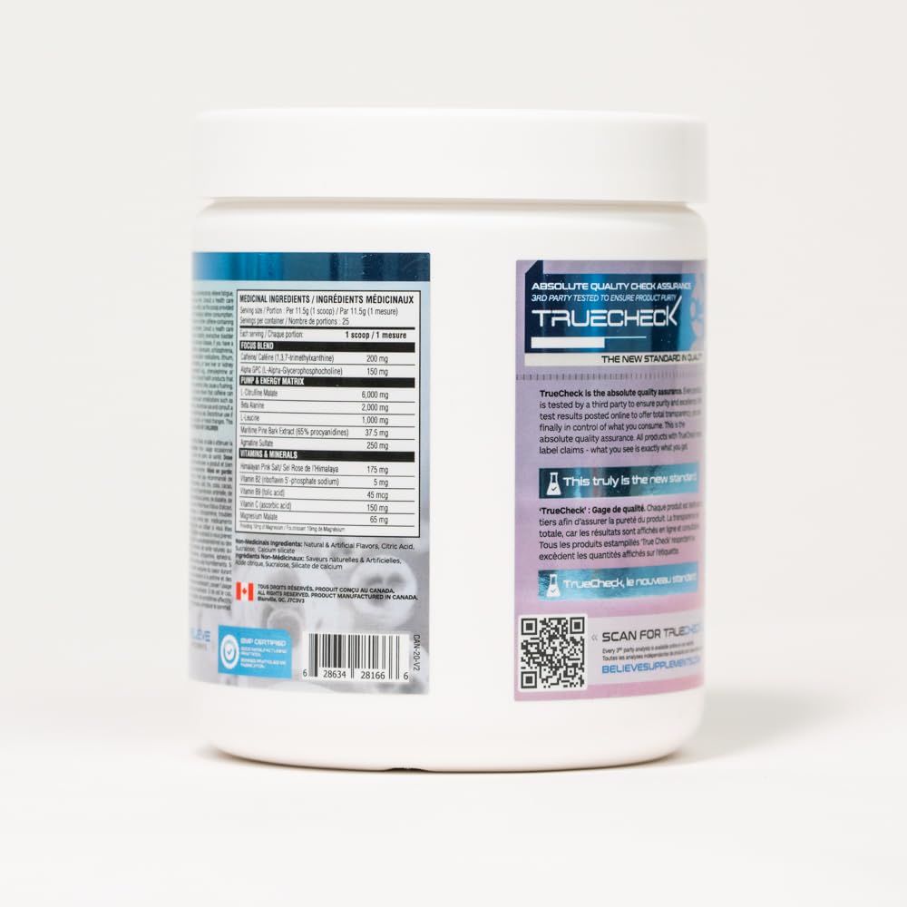 Believe Supplements Pre Fuel - Ultimate All-in-One Pre-Workout with 200mg Caffeine, Laser Focus, Muscle Fullness - Boost Energy, Endurance, and Performance - Gym and Fitness Enhancement - Alpha-GPC, Creatine, Beta-Alanine (Cherry Lime)